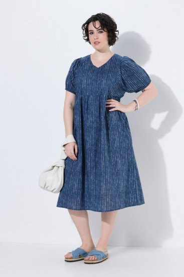 Ulla Popken 852214 Vestido midi às riscas Azul-marinho - Vestidos midi - Vestidos Midi Tamanhos Grandes
