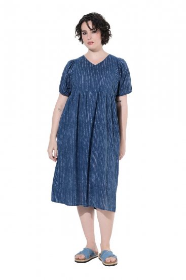 Ulla Popken 852214 Vestido midi às riscas Azul-marinho - Vestidos midi - Vestidos Midi Tamanhos Grandes