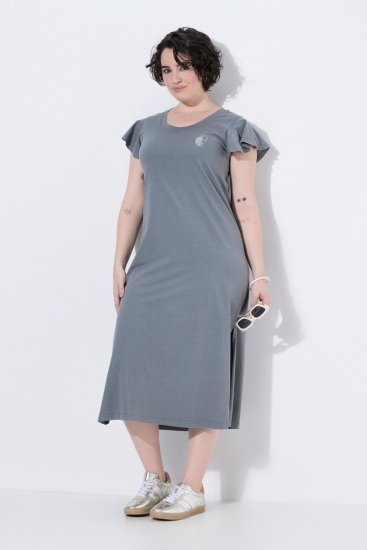 Ulla Popken 852218 Vestido midi de manga curta Cinzento - Vestidos midi - Vestidos Midi Tamanhos Grandes