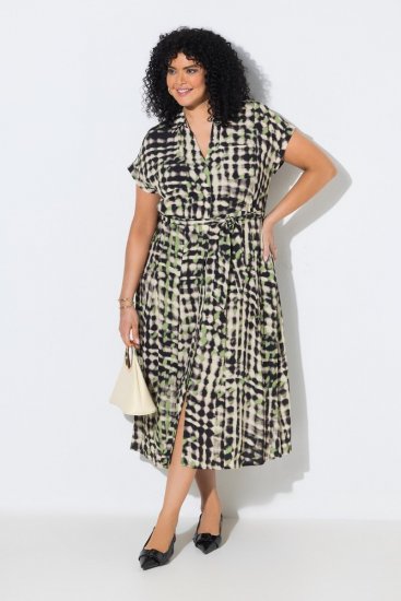 Ulla Popken 852257 Vestido comprido estampado Taupe - Vestidos maxi - Vestidos maxi plus size para mulher