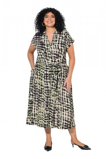 Ulla Popken 852257 Vestido comprido estampado Taupe - Vestidos maxi - Vestidos maxi plus size para mulher