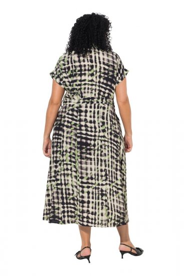 Ulla Popken 852257 Vestido comprido estampado Taupe - Vestidos maxi - Vestidos maxi plus size para mulher