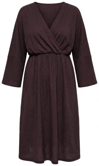 Ulla Popken 852307 Vestido traçado de manga comprida Castanho mogno - Vestidos midi - Vestidos Midi Tamanhos Grandes