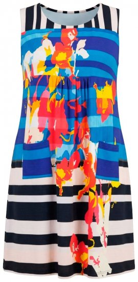 Ulla Popken 852308 Vestido de jersey às riscas Azul-marinho - Vestidos em jersey - 