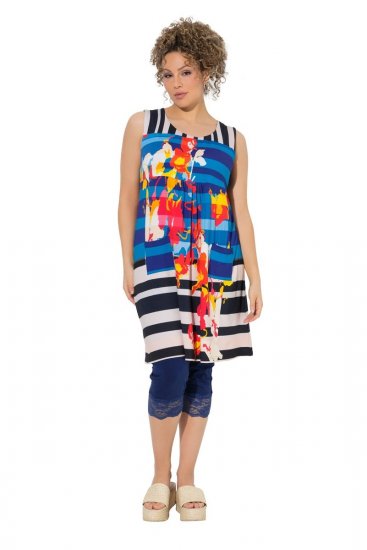 Ulla Popken 852308 Vestido de jersey às riscas Azul-marinho - Vestidos em jersey - 