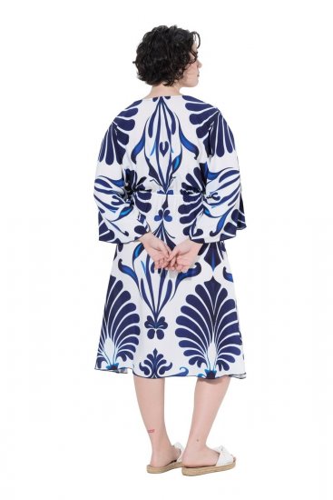 Ulla Popken 852314 Vestido estampado Branco - Vestidos midi - Vestidos Midi Tamanhos Grandes