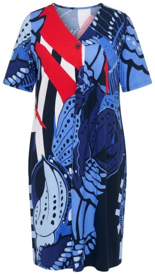 Ulla Popken 852394 Vestido midi de manga curta com decote em V Azul-marinho - Vestidos midi - Vestidos Midi Tamanhos Grandes