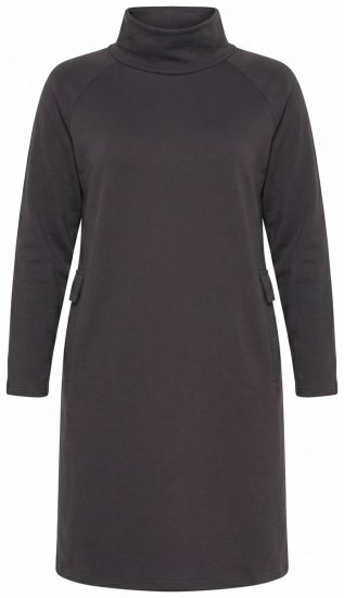 Ulla Popken 852456 Vestido de sweat com gola alta Castanho escuro - Vestidos de moletom - 
