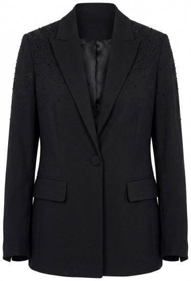 Ulla Popken 852498 Blazer de um botão com strass Preto - Blazers e Coletes - Blazers em Tamanhos Grandes