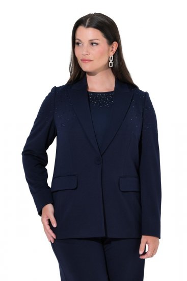 Ulla Popken 852498 Blazer com strass Azul-marinho - Blazers e Coletes - Blazers em Tamanhos Grandes