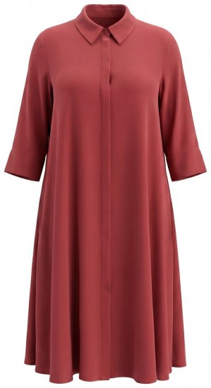 Ulla Popken 852542 Vestido camiseiro com manga 3/4 Castanho - Vestidos camiseiros -