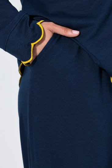 Ulla Popken 852573 Pijama com gola de camisa Azul-marinho - Pijamas/Loungewear - 