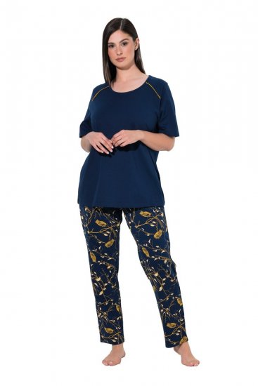 Ulla Popken 852577 Pijama com padrão Azul-marinho - Pijamas/Loungewear - 