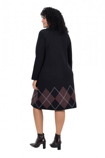 Ulla Popken 852597 Vestido de malha estampado com gola alta Preto - Vestidos de malha - 