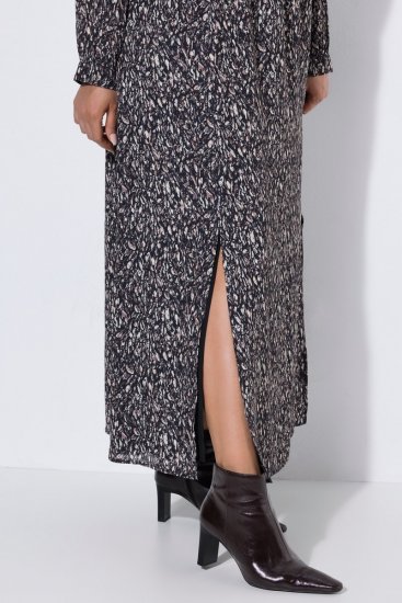 Ulla Popken 852606 Vestido comprido estampado Preto - Vestidos maxi - Vestidos maxi plus size para mulher