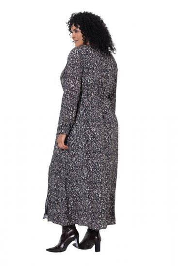 Ulla Popken 852606 Vestido comprido estampado Preto - Vestidos maxi - Vestidos maxi plus size para mulher
