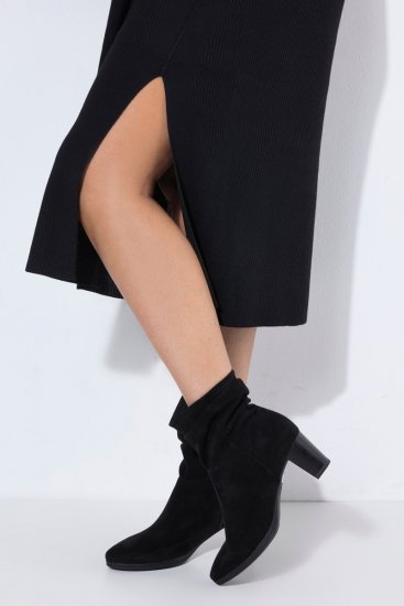 Ulla Popken 852630 Vestido de malha de manga comprida Preto - Vestidos midi - Vestidos Midi Tamanhos Grandes