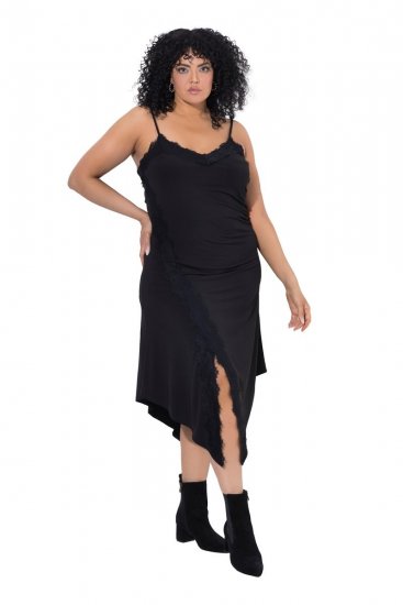 Ulla Popken 852636 Vestido traçado Preto - Vestidos em jersey - 