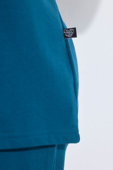Ulla Popken 852710 Camisola de estar em casa de manga comprida Petróleo - Pijamas/Loungewear - 