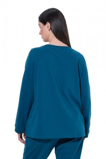 Ulla Popken 852710 Camisola de estar em casa de manga comprida Petróleo - Pijamas/Loungewear - 