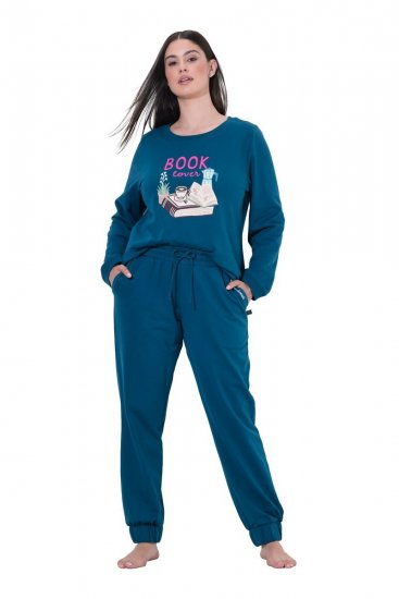 Ulla Popken 852725 Calças de estar em casa Petróleo - Pijamas/Loungewear - 