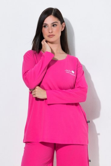 Ulla Popken 852747 Parte de cima de pijama de manga comprida Rosa - Pijamas/Loungewear - 