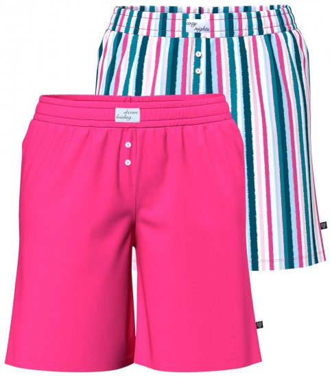 Ulla Popken 852752 Calções de pijama às riscas pack de 2 Rosa - Pijamas/Loungewear - 