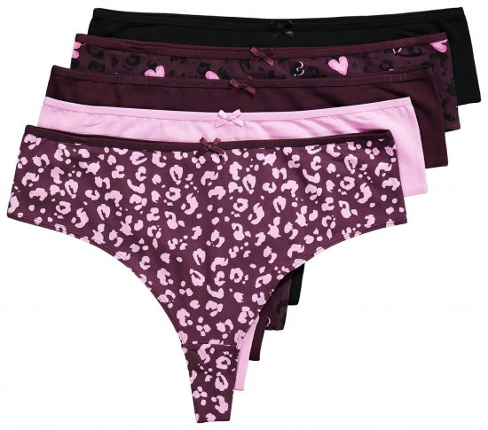 Ulla Popken 852758 Tangas com padrão pack de 5 Ameixa - Cuecas - 