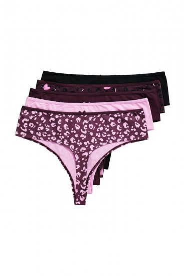 Ulla Popken 852758 Tangas com padrão pack de 5 Ameixa - Cuecas - 