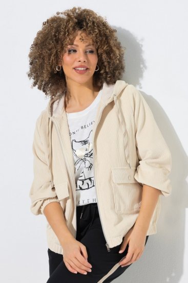 Ulla Popken 852802 Casaco de bombazina Branco sujo - Jaquetas - Casacos plus size para mulher