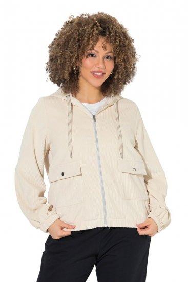 Ulla Popken 852802 Casaco de bombazina Branco sujo - Jaquetas - Casacos plus size para mulher