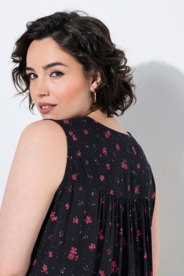 Ulla Popken 852824 Vestido floral Preto - Vestidos de verão - Vestidos de verão plus size