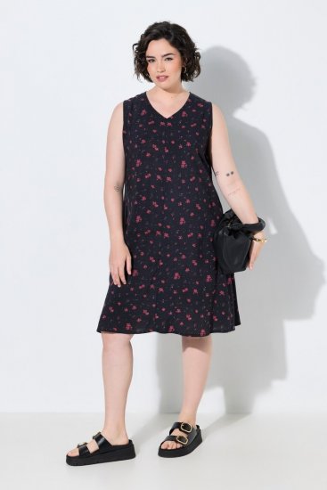 Ulla Popken 852824 Vestido floral Preto - Vestidos de verão - Vestidos de verão plus size