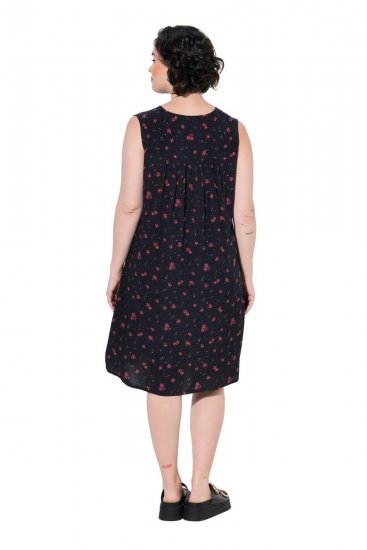 Ulla Popken 852824 Vestido floral Preto - Vestidos de verão - Vestidos de verão plus size