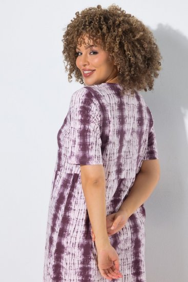 Ulla Popken 852854 Vestido midi às riscas Castanho - Vestidos midi - Vestidos Midi Tamanhos Grandes