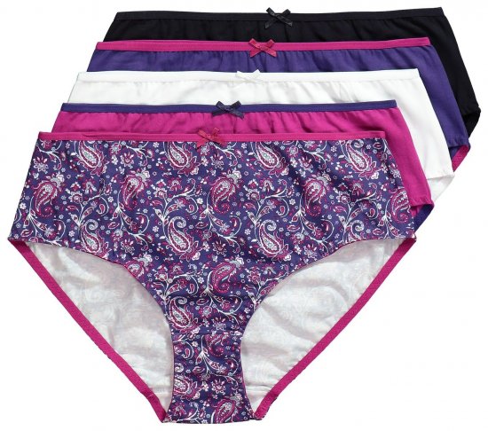 Ulla Popken 852935 Cuecas com flores pack de 5 Azul real - Cuecas - 