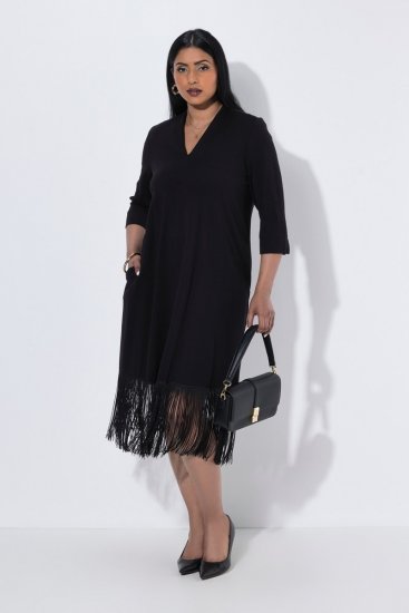 Ulla Popken 852937 Vestido de jersey Preto - Vestidos em jersey - 