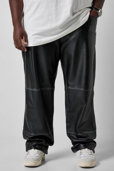 JP1880 853066 Calças de pele com bolsos traseiros grandes Preto - Calças de couro para homem em tamanhos grandes - Calças de Couro Tamanhos Grandes