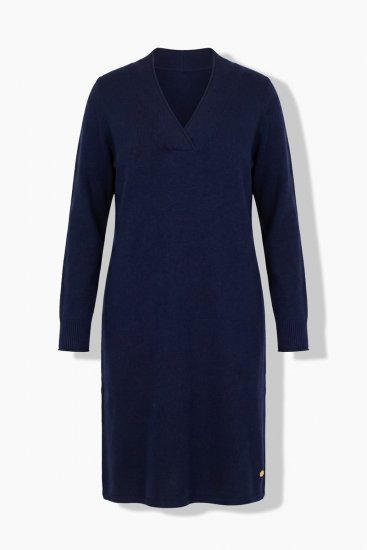 Ulla Popken 853077 Vestido de malha de manga comprida Azul-marinho - Vestidos de malha - 