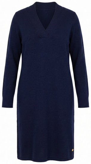 Ulla Popken 853077 Vestido de malha de manga comprida Azul-marinho - Vestidos de malha - 
