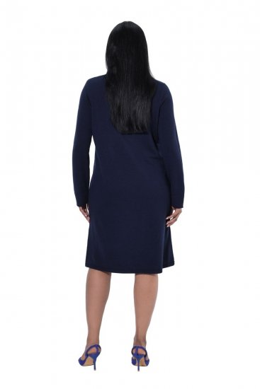 Ulla Popken 853077 Vestido de malha de manga comprida Azul-marinho - Vestidos de malha - 