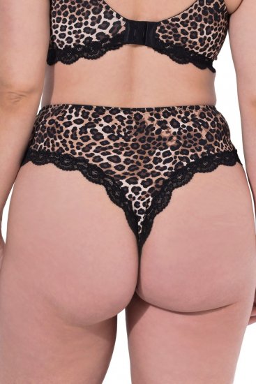 Ulla Popken 853106 Tangas com padrão animal Preto - Cuecas - 