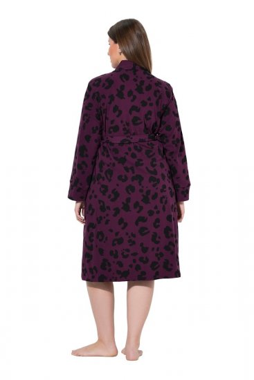 Ulla Popken 853168 Roupão turco com padrão animal Ameixa - Robes & roupões - 