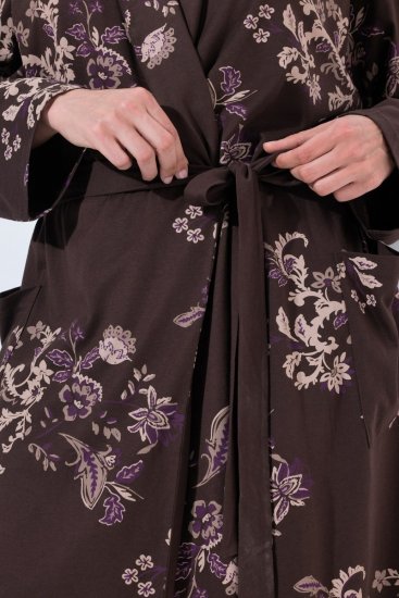 Ulla Popken 853204 Roupão floral Castanho - Robes & roupões - 