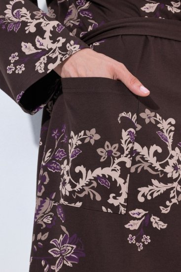 Ulla Popken 853204 Roupão floral Castanho - Robes & roupões - 