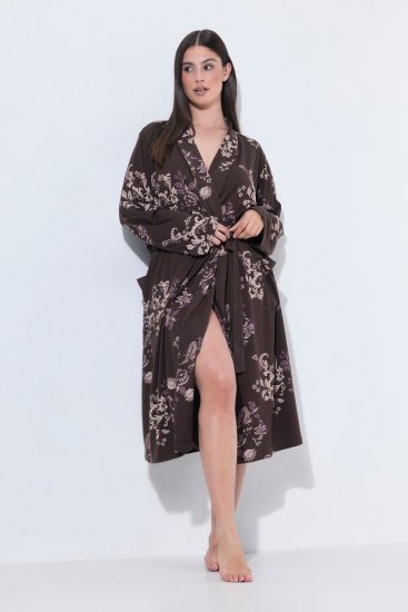 Ulla Popken 853204 Roupão floral Castanho - Robes & roupões - 