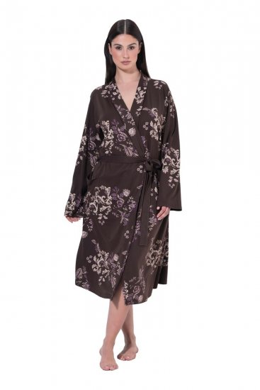 Ulla Popken 853204 Roupão floral Castanho - Robes & roupões - 