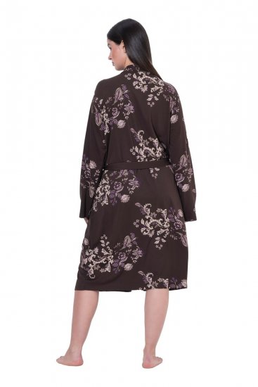 Ulla Popken 853204 Roupão floral Castanho - Robes & roupões - 