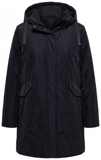 Ulla Popken 853351 Casaco acolchoado Sympatex impermeável com capuz Preto - Jaquetas - Casacos plus size para mulher