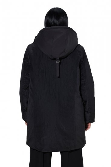 Ulla Popken 853351 Casaco acolchoado Sympatex impermeável com capuz Preto - Jaquetas - Casacos plus size para mulher